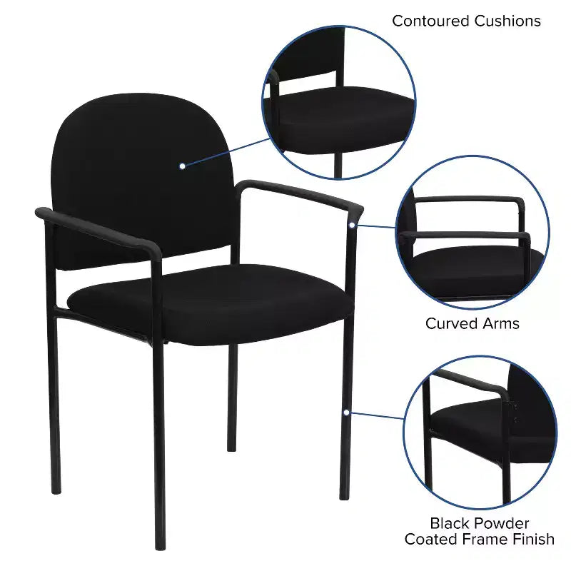 Sedia da reception laterale impilabile in acciaio Flash Furniture Comfort con braccioli