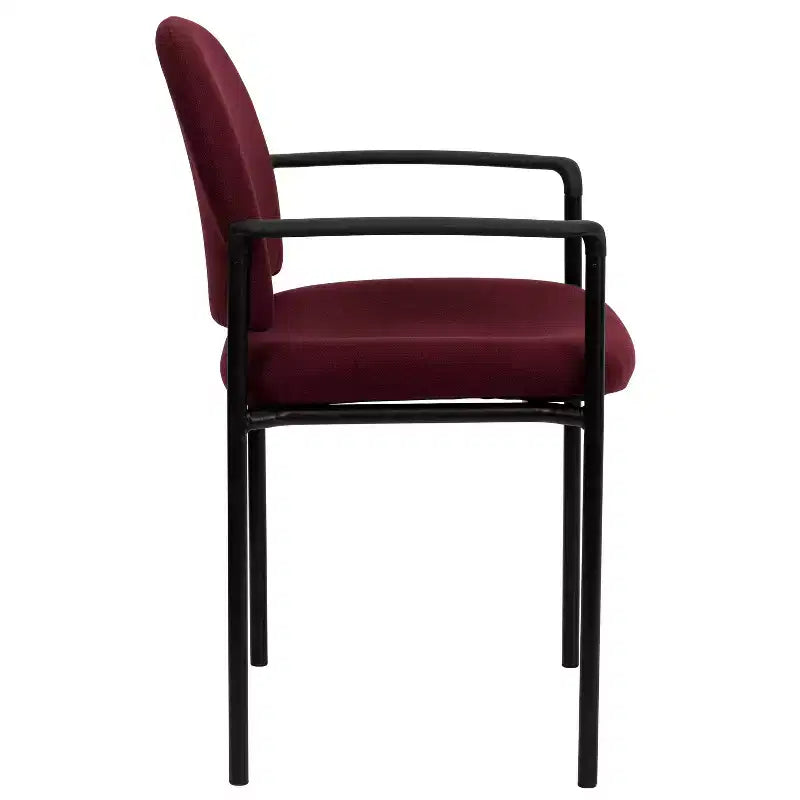 Sedia da reception laterale impilabile in acciaio Flash Furniture Comfort con braccioli