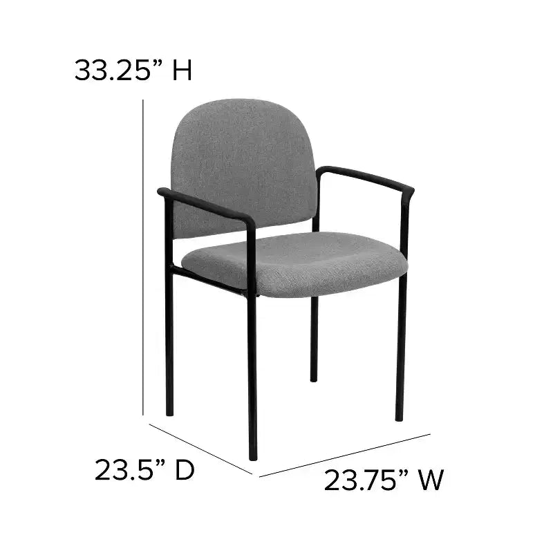 Sedia da reception laterale impilabile in acciaio Flash Furniture Comfort con braccioli