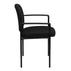 Sedia da reception laterale impilabile in acciaio Flash Furniture Comfort con braccioli