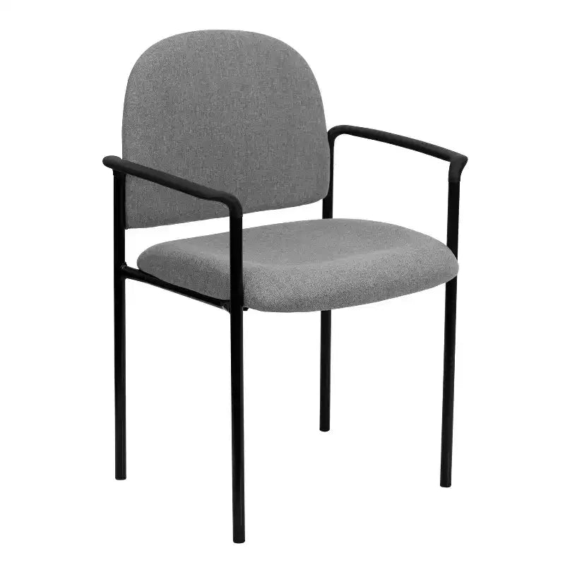 Sedia da reception laterale impilabile in acciaio Flash Furniture Comfort con braccioli