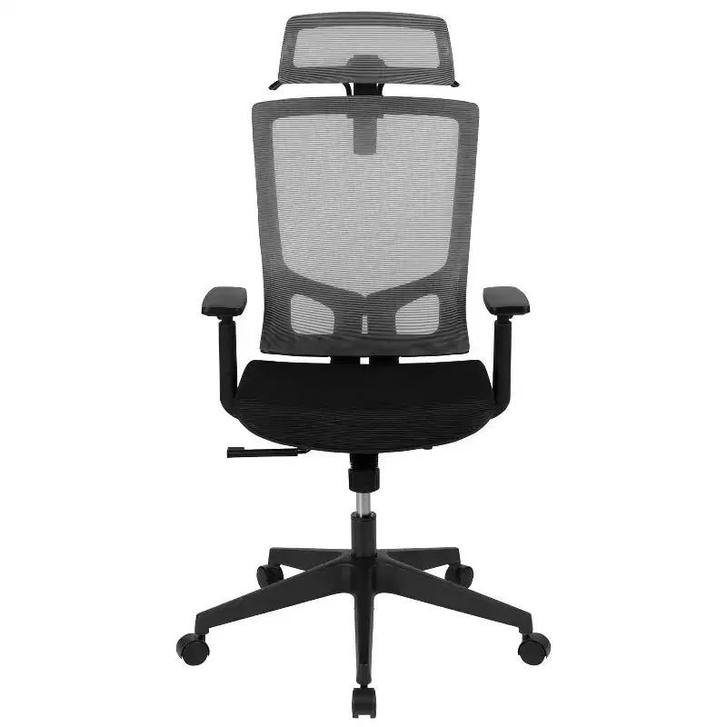 Sedia da ufficio ergonomica in rete Flash Furniture con meccanismo di inclinazione sincronizzata, poggiatesta girevole regolabile, supporto lombare, appendiabiti e braccioli regolabili