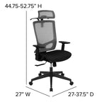 Sedia da ufficio ergonomica in rete Flash Furniture con meccanismo di inclinazione sincronizzata, poggiatesta girevole regolabile, supporto lombare, appendiabiti e braccioli regolabili