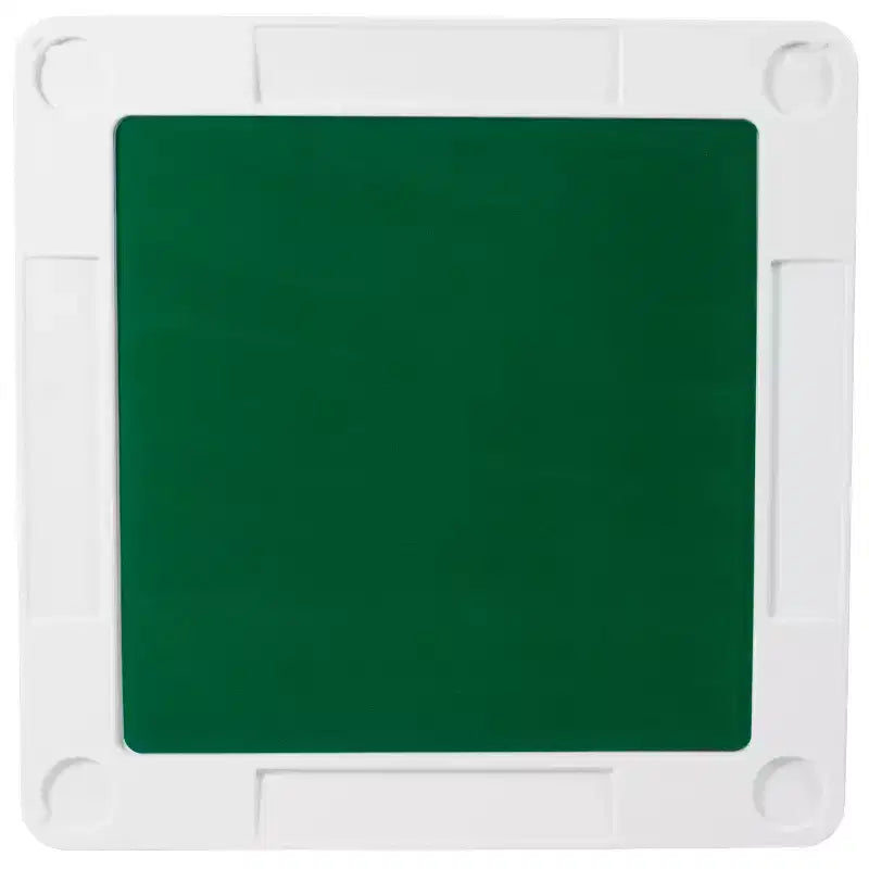 Tavolo da gioco pieghevole quadrato bianco Emma and Oliver Tannin 34.5 per 4 giocatori con superficie da gioco in feltro verde e portabicchieri