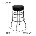 Sgabello da bar per ristorante Emma and Oliver Retro Backless Double Ring cromato