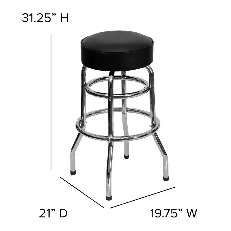 Sgabello da bar per ristorante Emma and Oliver Retro Backless Double Ring cromato