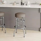 Sgabello da bar per ristorante Emma and Oliver Retro Backless Double Ring cromato