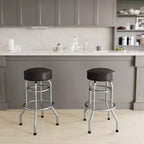 Sgabello da bar per ristorante Emma and Oliver Retro Backless Double Ring cromato