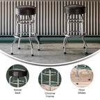 Sgabello da bar per ristorante Emma and Oliver Retro Backless Double Ring cromato