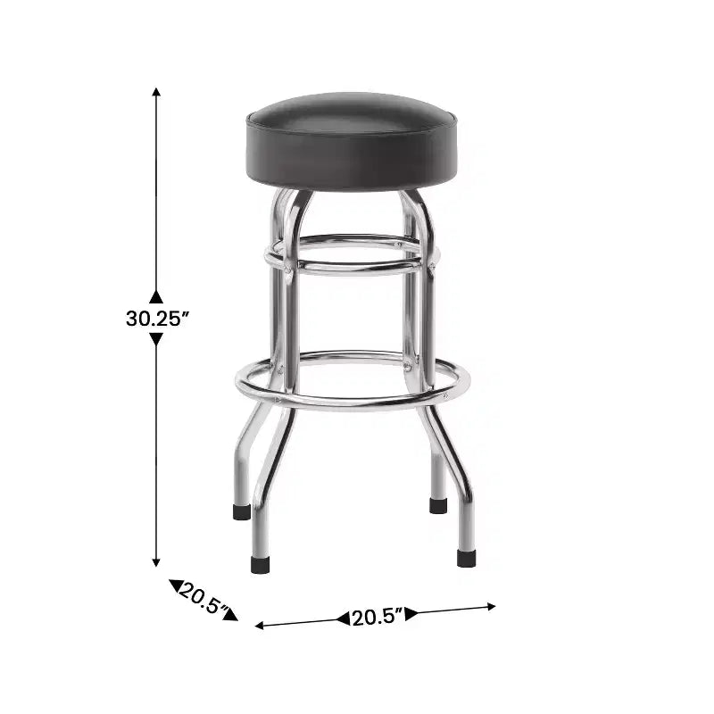 Sgabello da bar per ristorante Emma and Oliver Retro Backless Double Ring cromato