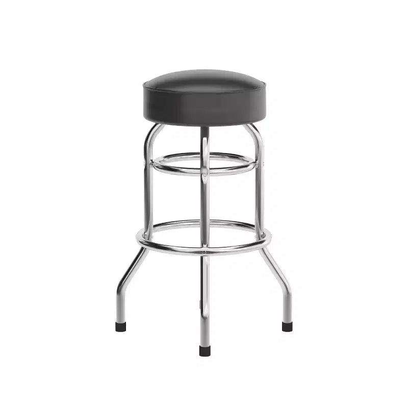 Sgabello da bar per ristorante Emma and Oliver Retro Backless Double Ring cromato