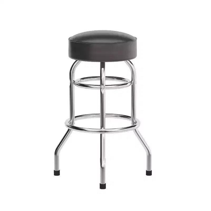 Sgabello da bar per ristorante Emma and Oliver Retro Backless Double Ring cromato