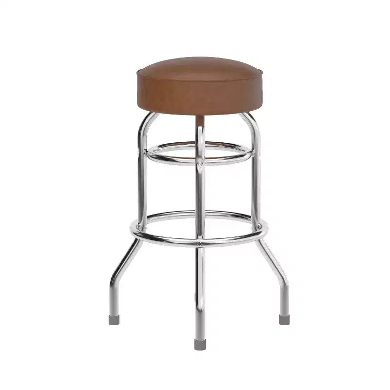 Sgabello da bar per ristorante Emma and Oliver Retro Backless Double Ring cromato