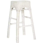 Sgabello Percy Wicker - WIK6501A - Bianco invecchiato - Safavieh