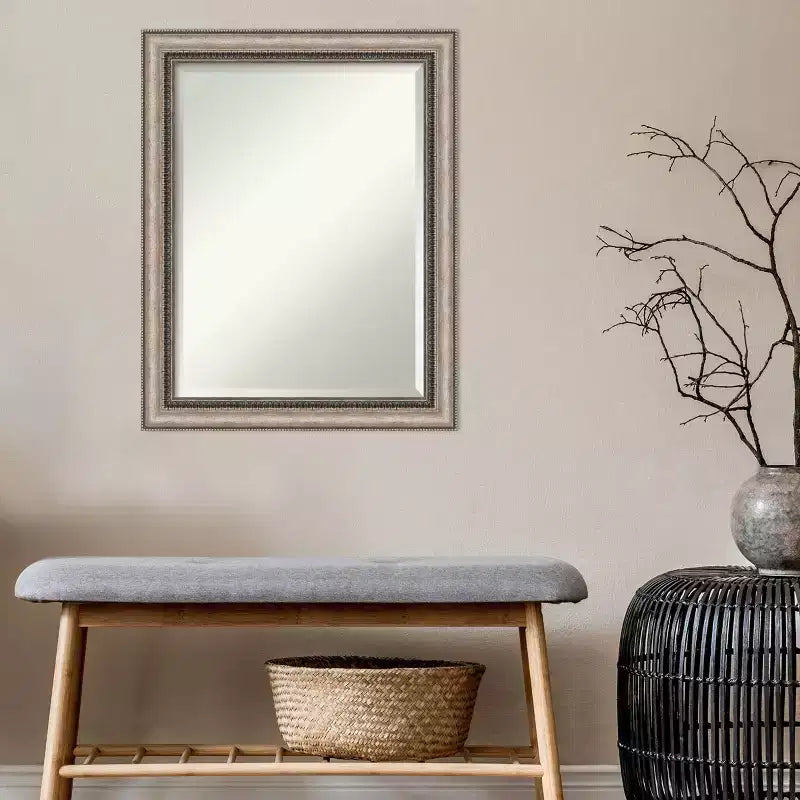 Lyla specchio da parete per bagno con cornice ornata, colore argento - Amanti Art