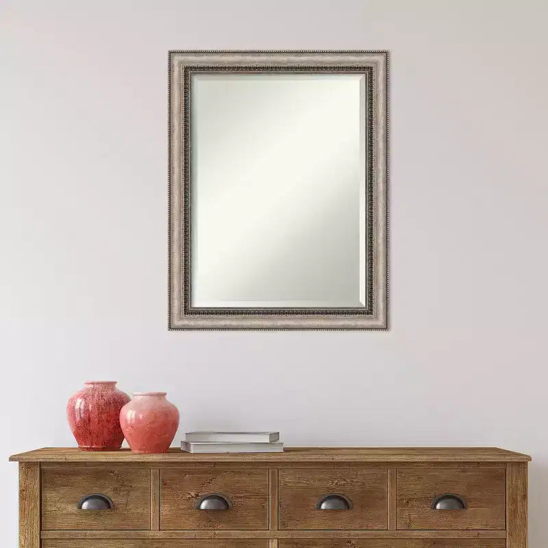 Lyla specchio da parete per bagno con cornice ornata, colore argento - Amanti Art