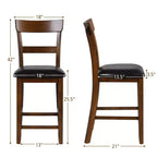 Costway Set di 4 Sgabelli da Bar, Altezza Bancone, con Seduta in Pelle e Gambe in Legno di Caucciù