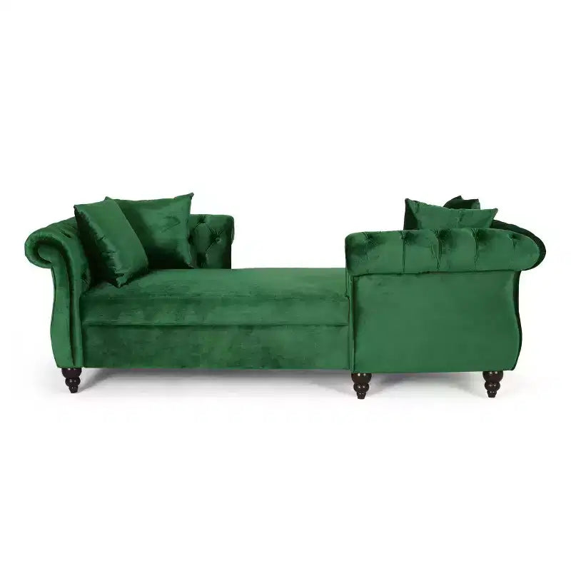 Chaise longue "Tête-à-tête" in velluto trapuntato Houck Modern Glam con cuscini decorativi - Christopher Knight Home