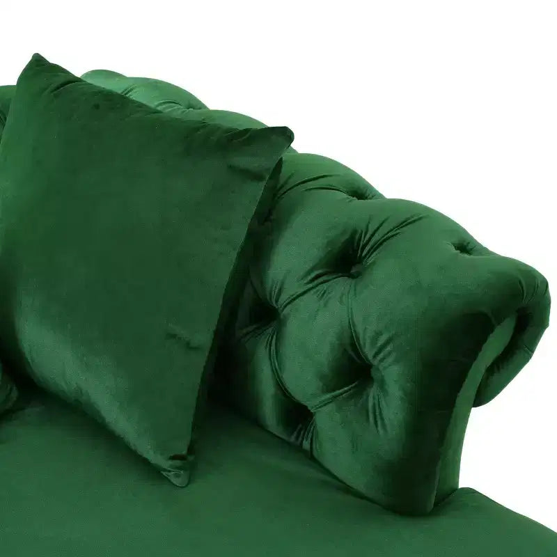 Chaise longue "Tête-à-tête" in velluto trapuntato Houck Modern Glam con cuscini decorativi - Christopher Knight Home