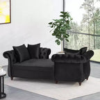 Chaise longue "Tête-à-tête" in velluto trapuntato Houck Modern Glam con cuscini decorativi - Christopher Knight Home