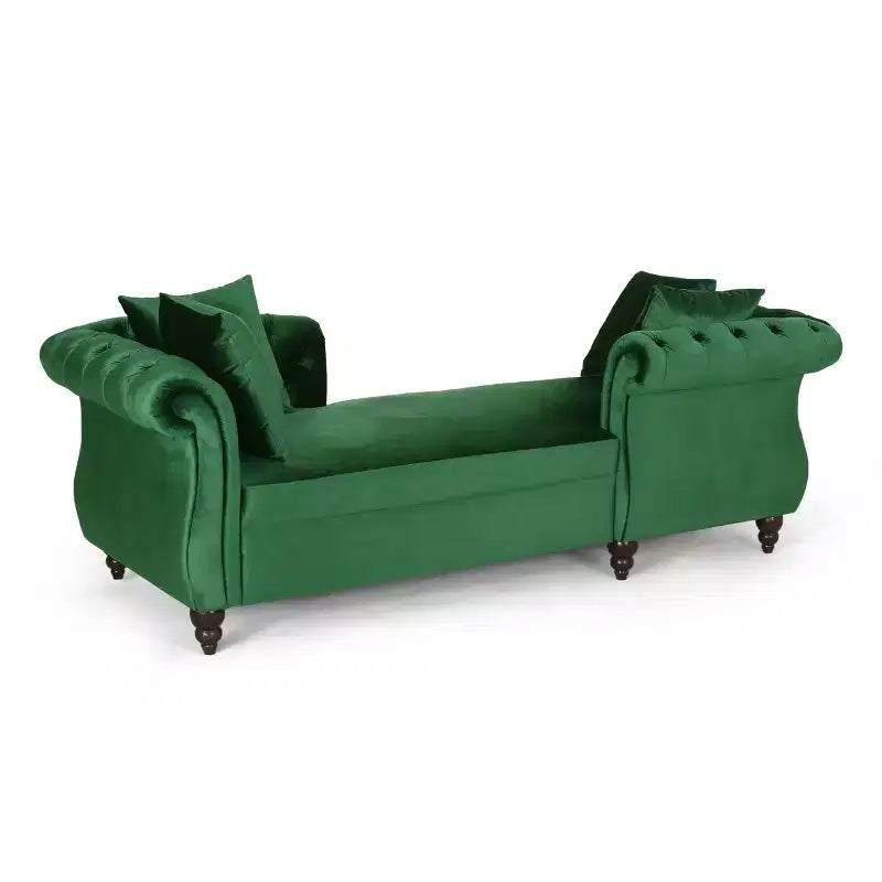 Chaise longue "Tête-à-tête" in velluto trapuntato Houck Modern Glam con cuscini decorativi - Christopher Knight Home