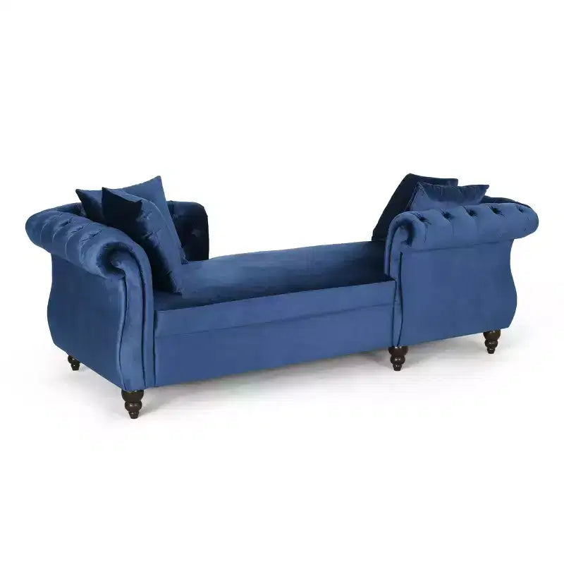 Chaise longue "Tête-à-tête" in velluto trapuntato Houck Modern Glam con cuscini decorativi - Christopher Knight Home