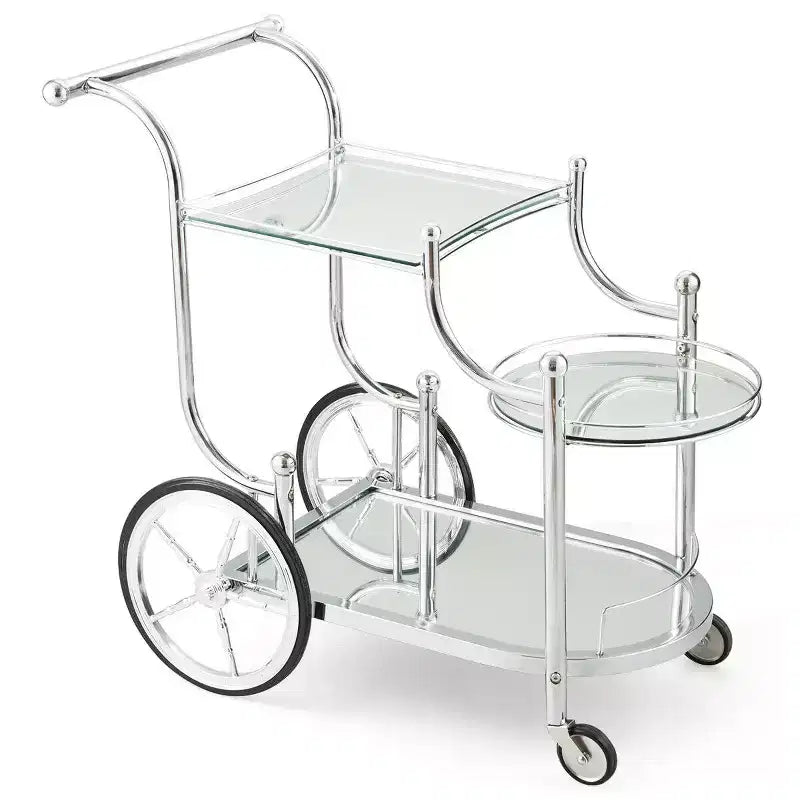 Carrello da Bar Costway a 3 Livelli su Ruote con Ripiani a Specchio per Cucina