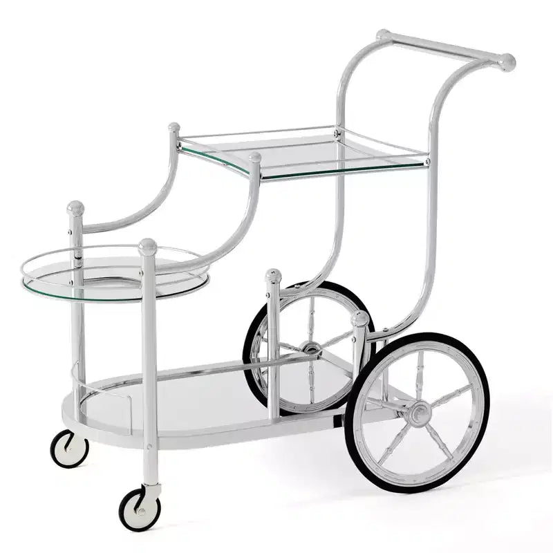 Carrello da Bar Costway a 3 Livelli su Ruote con Ripiani a Specchio per Cucina