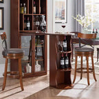 Costway Set di 2 Sgabelli da Bar Girevoli da 75 cm, Sedie da Bar con Gambe in Legno di Caucciù