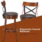 Costway Set di 2 Sgabelli da Bar Girevoli da 75 cm, Sedie da Bar con Gambe in Legno di Caucciù