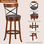 Costway Set di 2 Sgabelli da Bar Girevoli da 75 cm, Sedie da Bar con Gambe in Legno di Caucciù