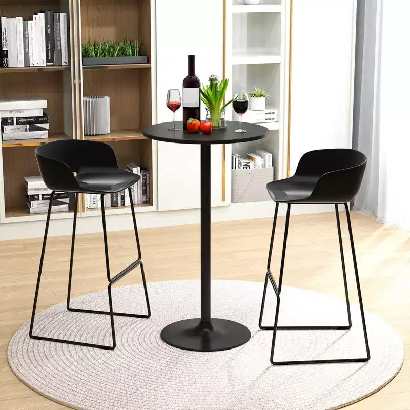 Tavolo da pub rotondo Costway, 4 pz, tavolino da bistrò bar cocktail da 24" con base in metallo, nero