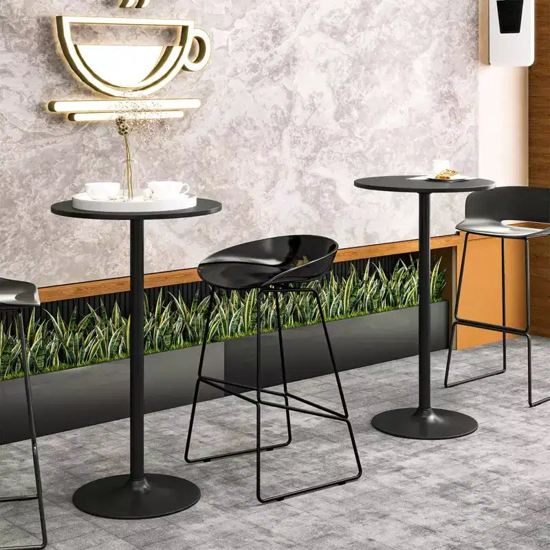 Tavolo da pub rotondo Costway, 4 pz, tavolino da bistrò bar cocktail da 24" con base in metallo, nero
