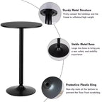 Tavolo da pub rotondo Costway, 4 pz, tavolino da bistrò bar cocktail da 24" con base in metallo, nero