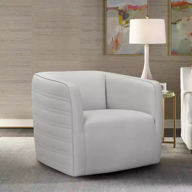 Melanie Genuine Leather Swivel Barrel Chair - Armen Living
