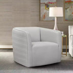 Melanie Genuine Leather Swivel Barrel Chair - Armen Living