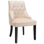 Costway Velvet Dining Chair Upholstered Tufted Armless w/ Nailed Trim & Ring Pull Green\Beige