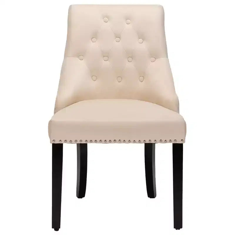Sedia da pranzo Costway in velluto imbottita trapuntata senza braccioli con borchie e anello sul retro verde/beige