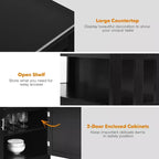 Costway Mobile Credenza da Cucina con 2 Ante e Scaffale Bianco/Nero/Grigio