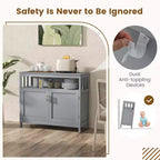 Costway Mobile Credenza da Cucina con 2 Ante e Scaffale Bianco/Nero/Grigio