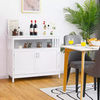 Costway Mobile Credenza da Cucina con 2 Ante e Scaffale Bianco/Nero/Grigio