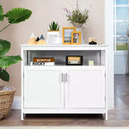 Costway Mobile Credenza da Cucina con 2 Ante e Scaffale Bianco/Nero/Grigio
