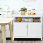 Costway Mobile Credenza da Cucina con 2 Ante e Scaffale Bianco/Nero/Grigio