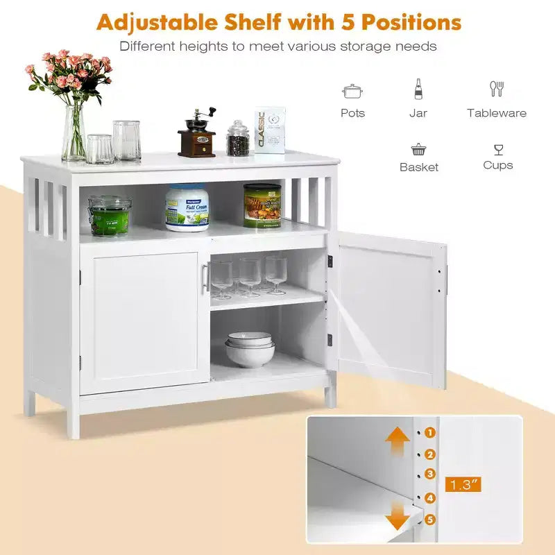 Costway Mobile Credenza da Cucina con 2 Ante e Scaffale Bianco/Nero/Grigio