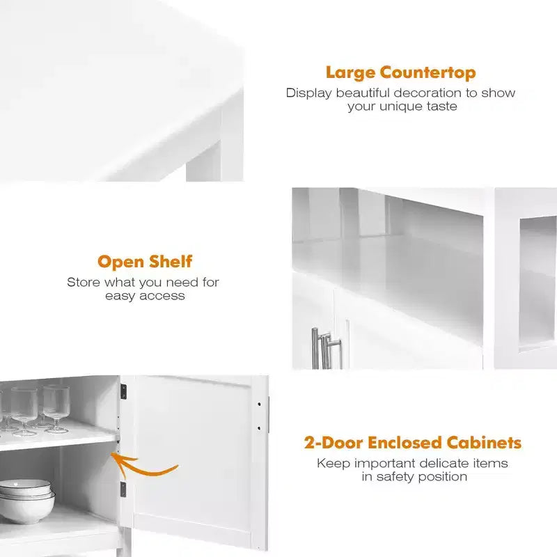 Costway Mobile Credenza da Cucina con 2 Ante e Scaffale Bianco/Nero/Grigio