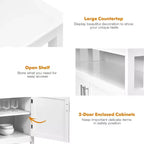 Costway Mobile Credenza da Cucina con 2 Ante e Scaffale Bianco/Nero/Grigio