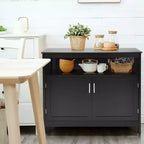 Costway Mobile Credenza da Cucina con 2 Ante e Scaffale Bianco/Nero/Grigio