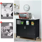 Costway Mobile Credenza da Cucina con 2 Ante e Scaffale Bianco/Nero/Grigio