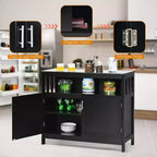 Costway Mobile Credenza da Cucina con 2 Ante e Scaffale Bianco/Nero/Grigio