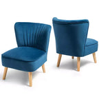 Costway Poltrona accent 2 pz Poltrona singola senza braccioli con gambe in legno